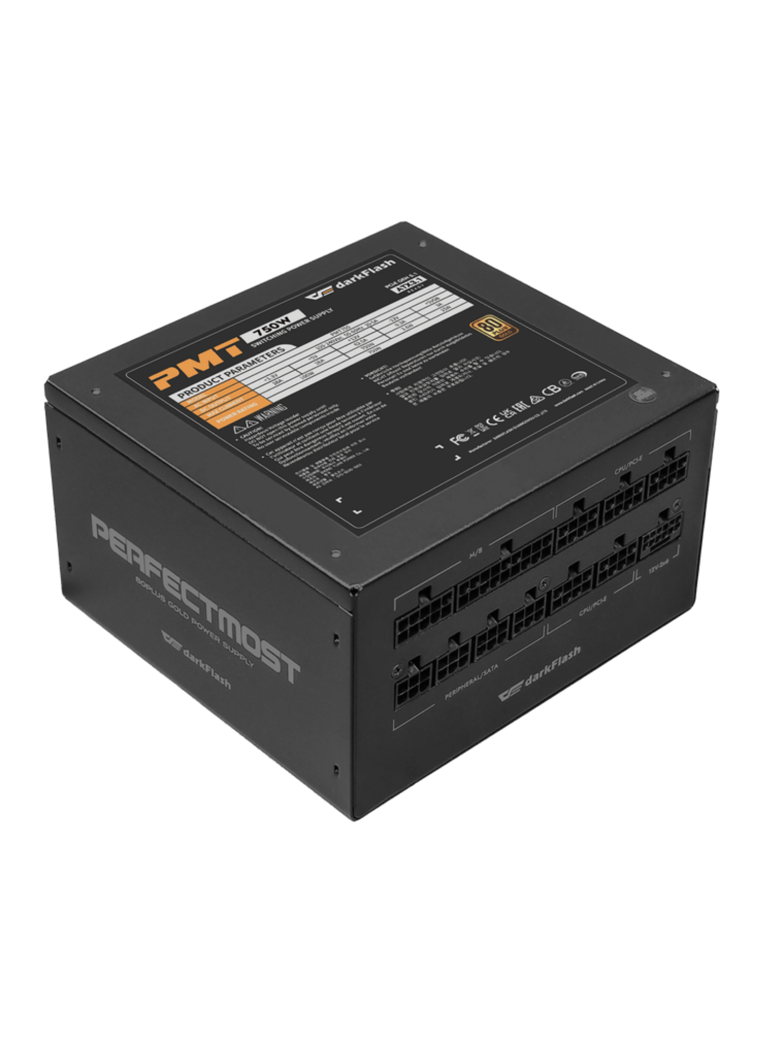 Darkflash PMT750W Gold 80+ Power Supply - Fully Modular - Coated Cables - Black