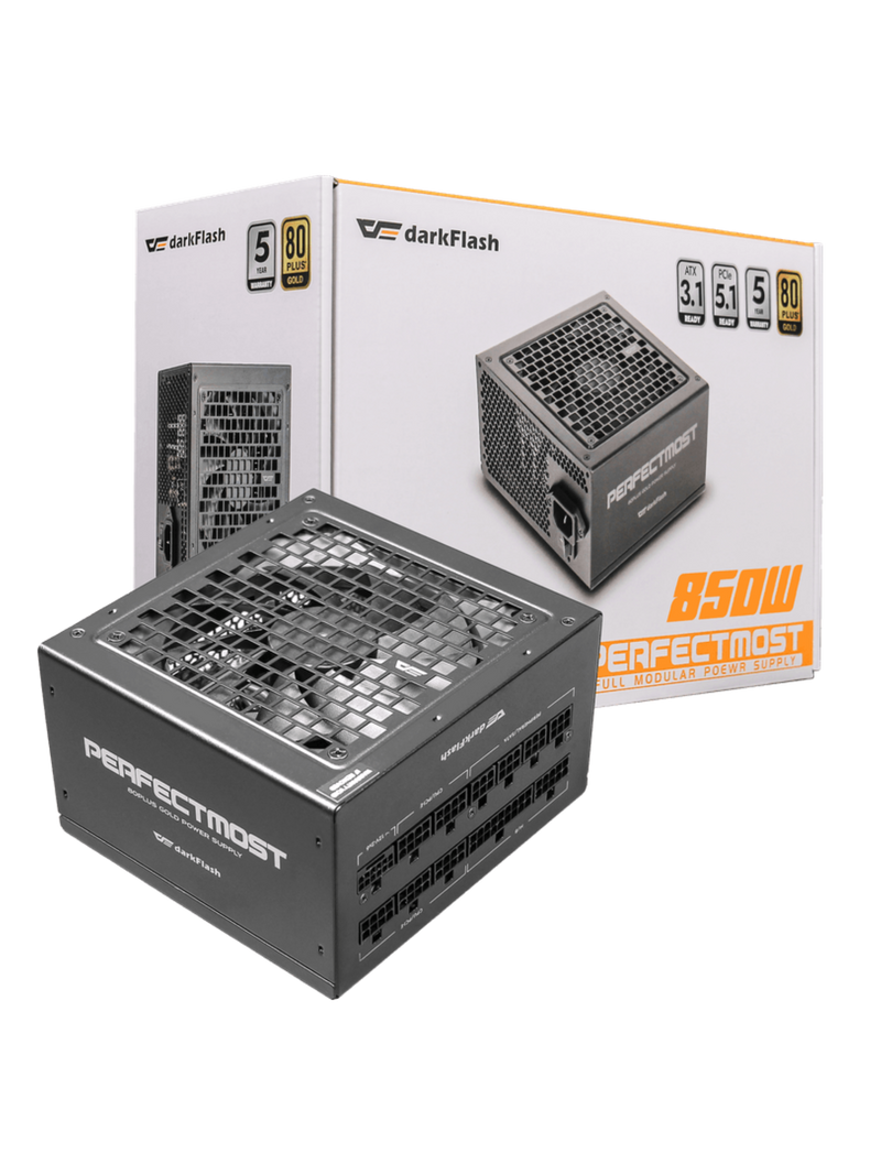 Darkflash PMT850W Gold 80+ 850W Power Supply - Fully Modular - Coated Cables - Black-1
