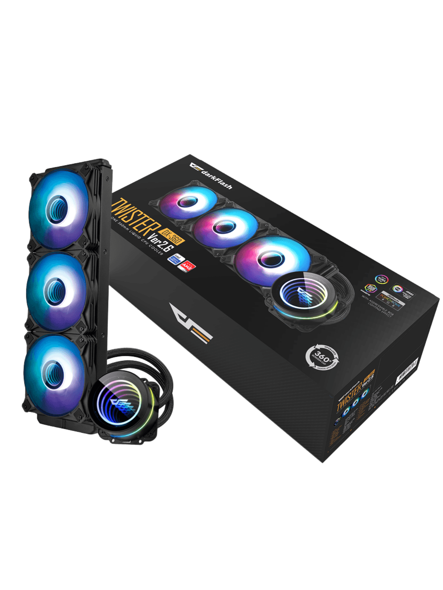 Darkflash DX360 ARGB 360mm CPU Liquid Cooler - Black-4