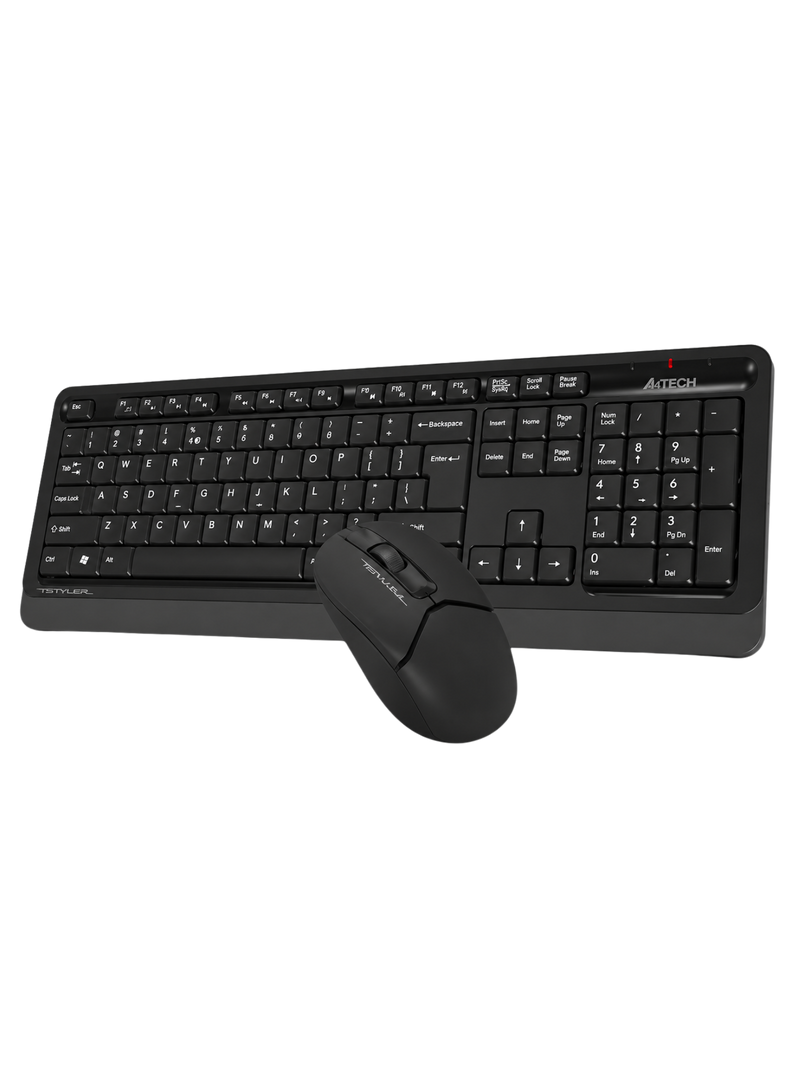 A4Tech Fstyler FG1012 Wireless Mouse & Keyboard Combo - English/Arabic - Black-1