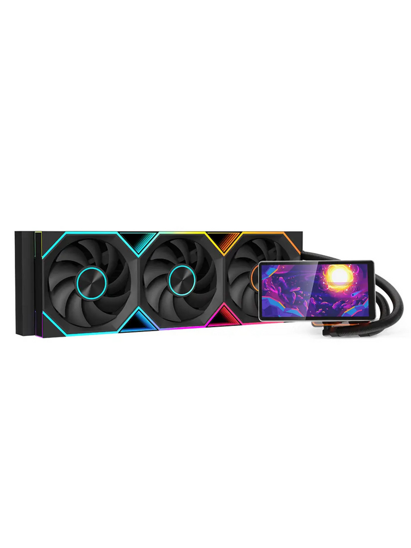 Jungle Leopard Pro Flow 360mm CPU Liquid Cooler with 5.5" Rotatable & Customizable Screen  & ARGB Fans - Black-1