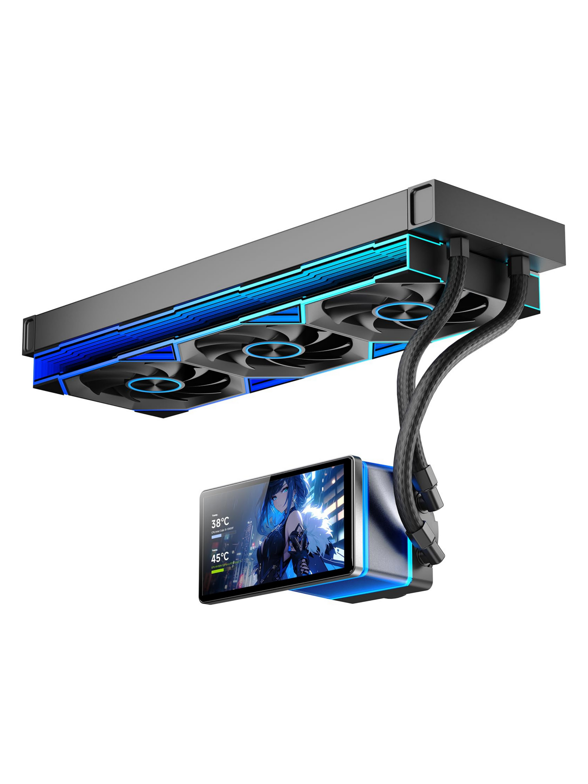 Jungle Leopard Pro Flow 360mm CPU Liquid Cooler with 5.5" Rotatable & Customizable Screen  & ARGB Fans - Black-2
