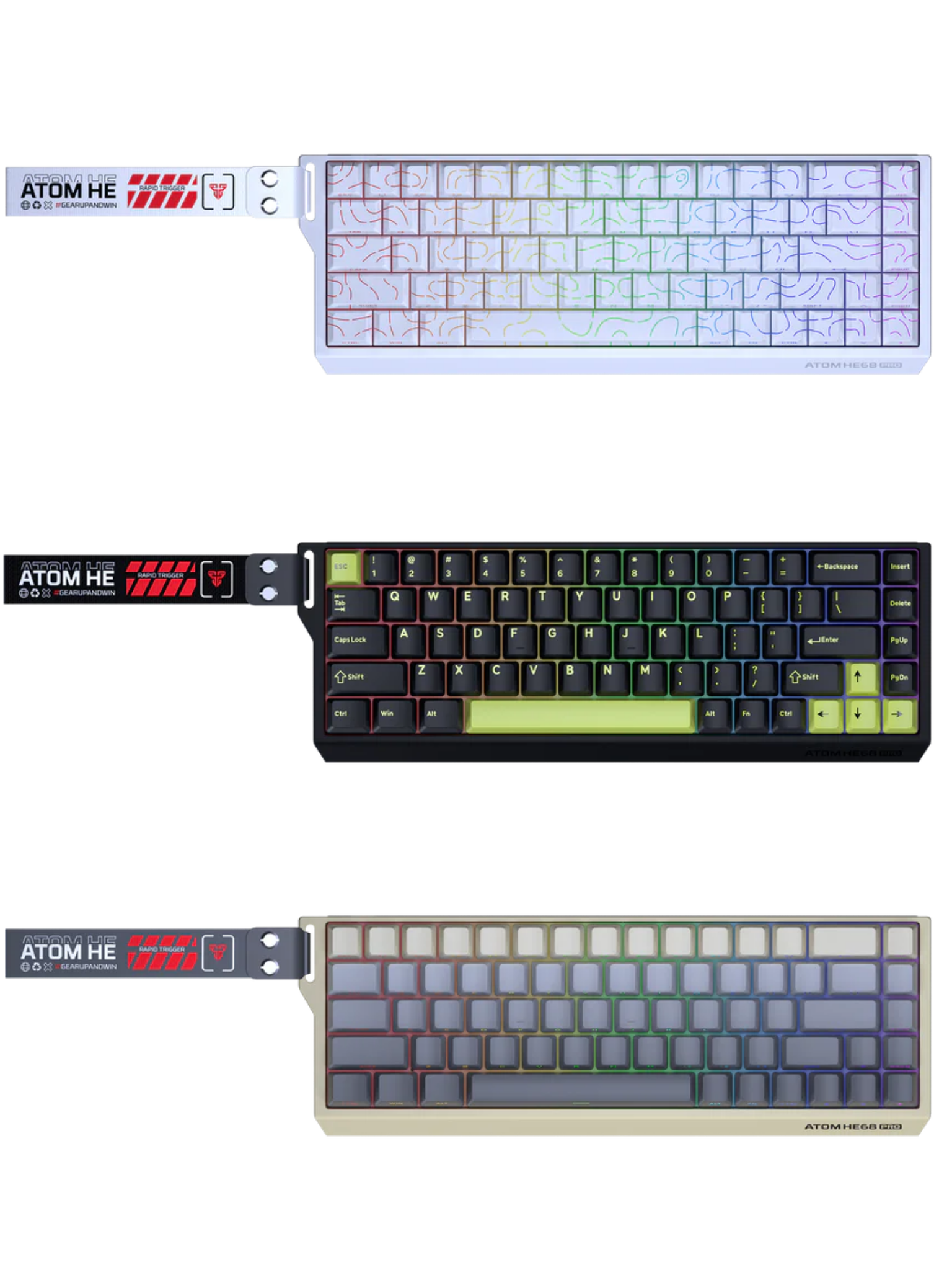 Fantech Atom Pro HE68 68% Magnetic Switch Gaming Keyboard - Tri-Mode - Wired, Wireless, Bluetooth - Rechargeable -  8K Polling Rate-1