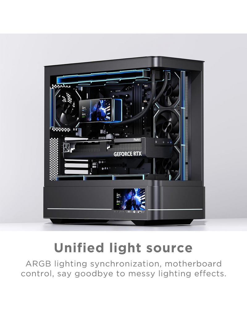 Jungle Leopard Pro Flow 360mm CPU Liquid Cooler with 5.5" Rotatable & Customizable Screen  & ARGB Fans - Black-4