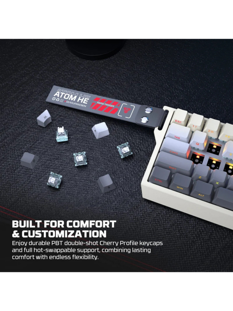 Fantech Atom Pro HE68 68% Magnetic Switch Gaming Keyboard - Tri-Mode - Wired, Wireless, Bluetooth - Rechargeable -  8K Polling Rate-12