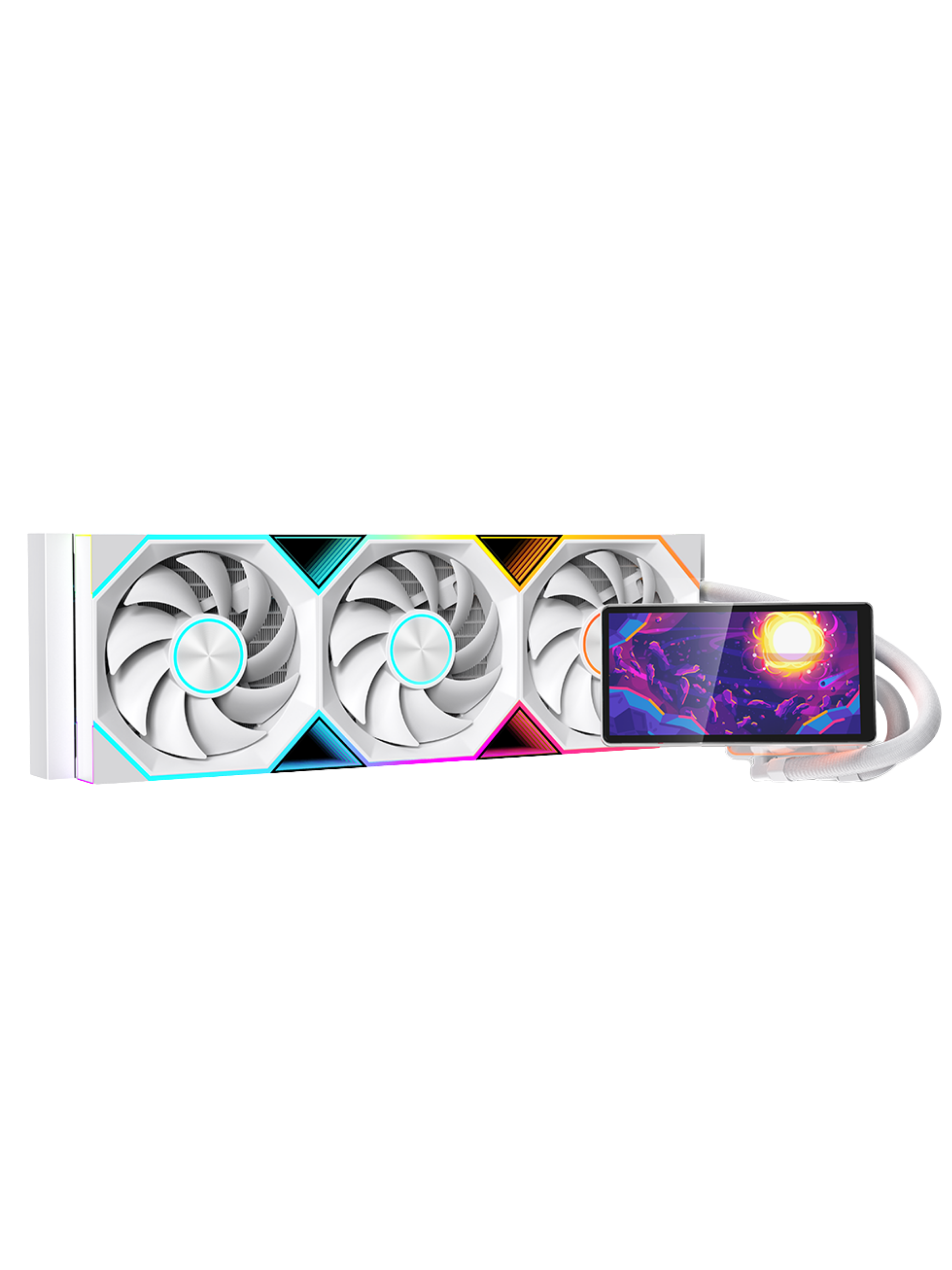 Jungle Leopard Pro Flow 360mm CPU Liquid Cooler with 5.5" Rotatable & Customizable Screen  & ARGB Fans - White
