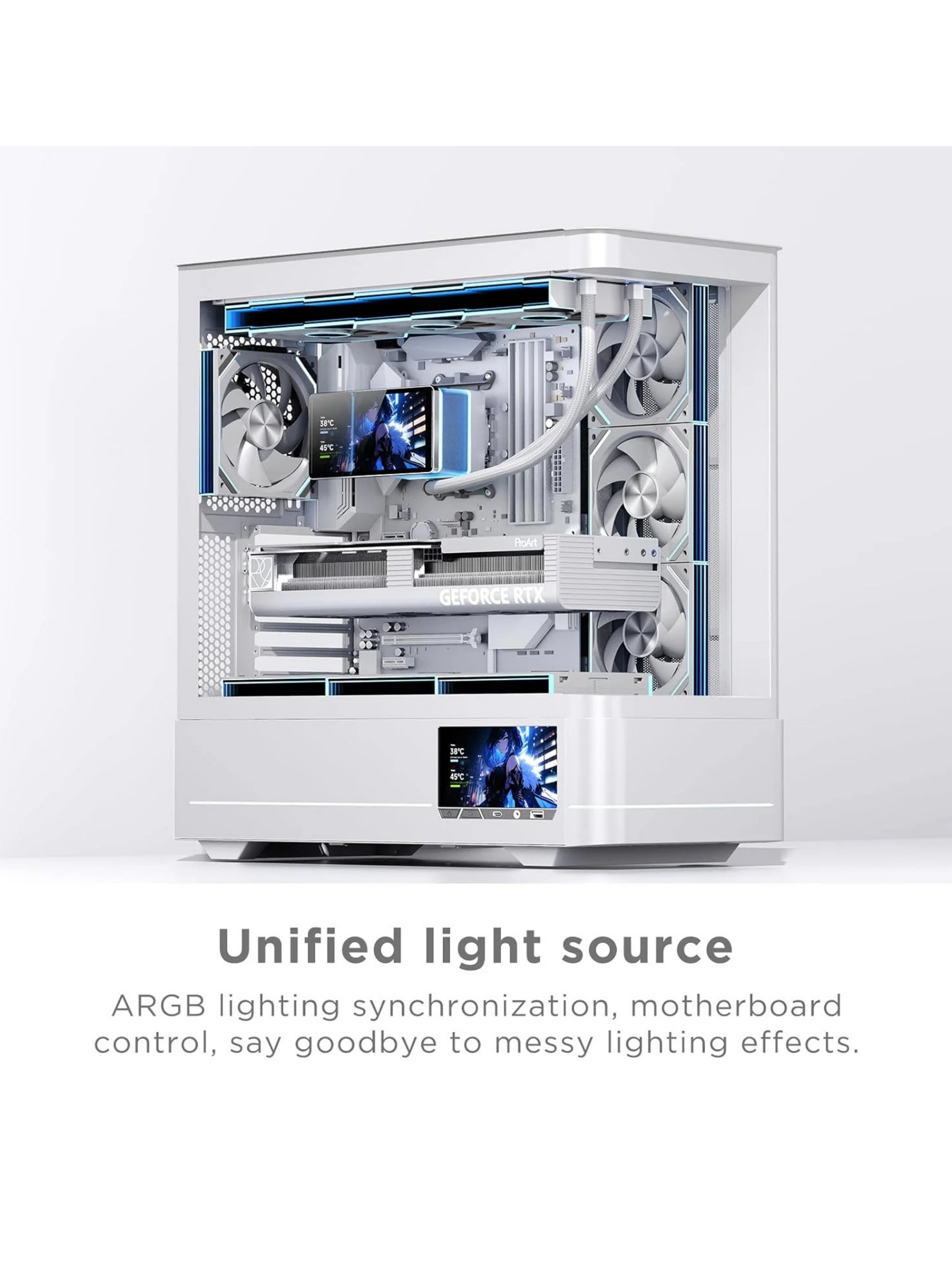 Jungle Leopard Pro Flow 360mm CPU Liquid Cooler with 5.5" Rotatable & Customizable Screen  & ARGB Fans - White-4