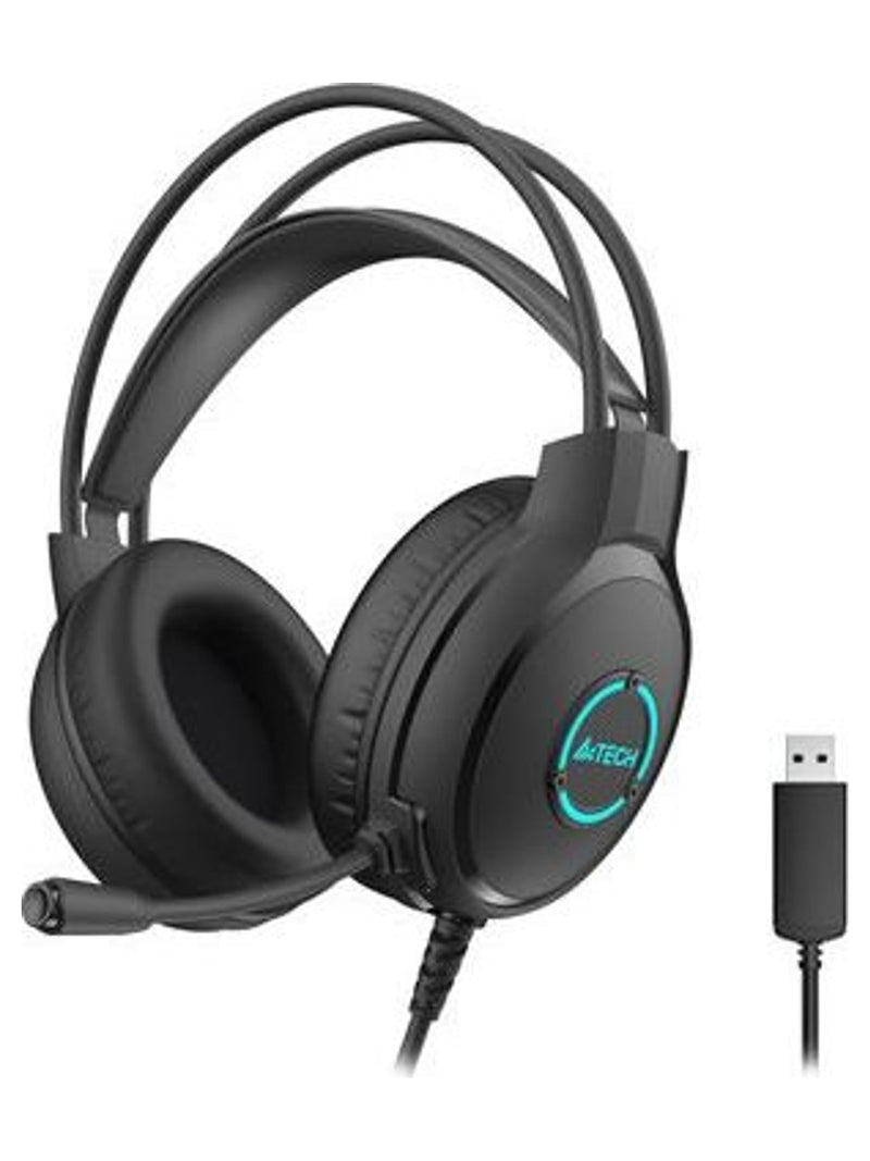 A4Tech Fstyler FH300U Neon Illuminate USB Stereo Headset - Black