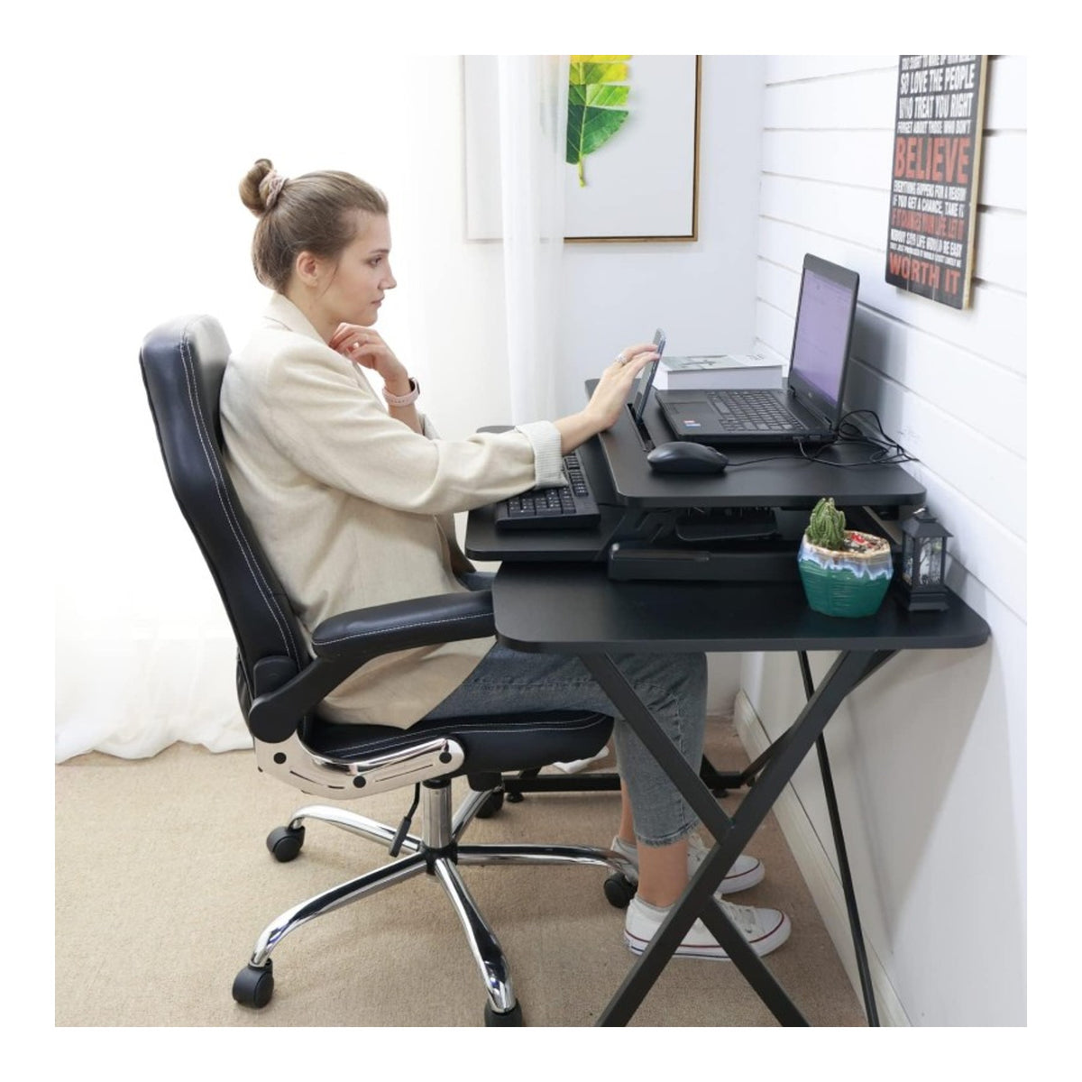 Adjustable Gas Spring Sit-Stand Desk Riser - view 6