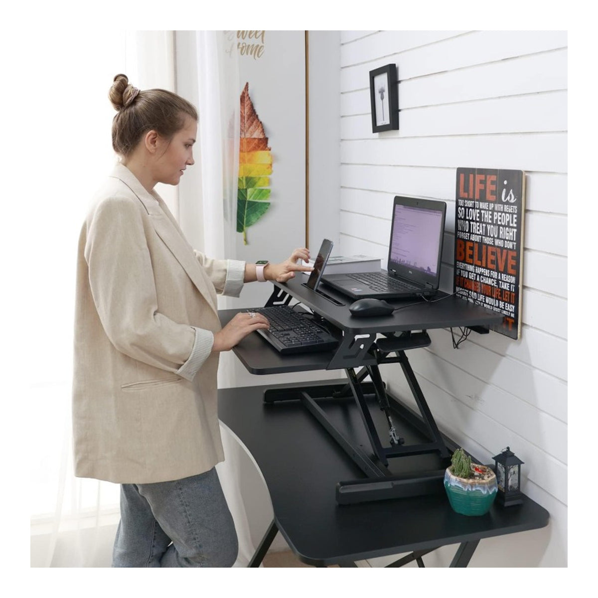Adjustable Gas Spring Sit-Stand Desk Riser - view 8