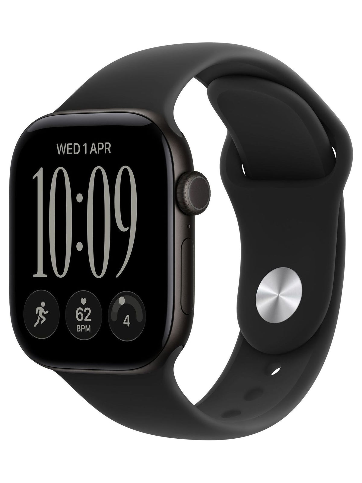 Apple Watch Series 12 GPS 42mm Aluminum Case with Sport Band S/M - Black Case / Black Band