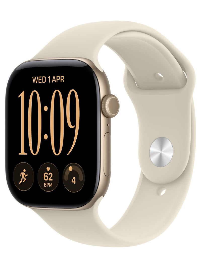 Apple Watch Series 12 GPS 46mm Aluminum Case with Sport Band M/L - Light Gold Case / Sand Band - view 3