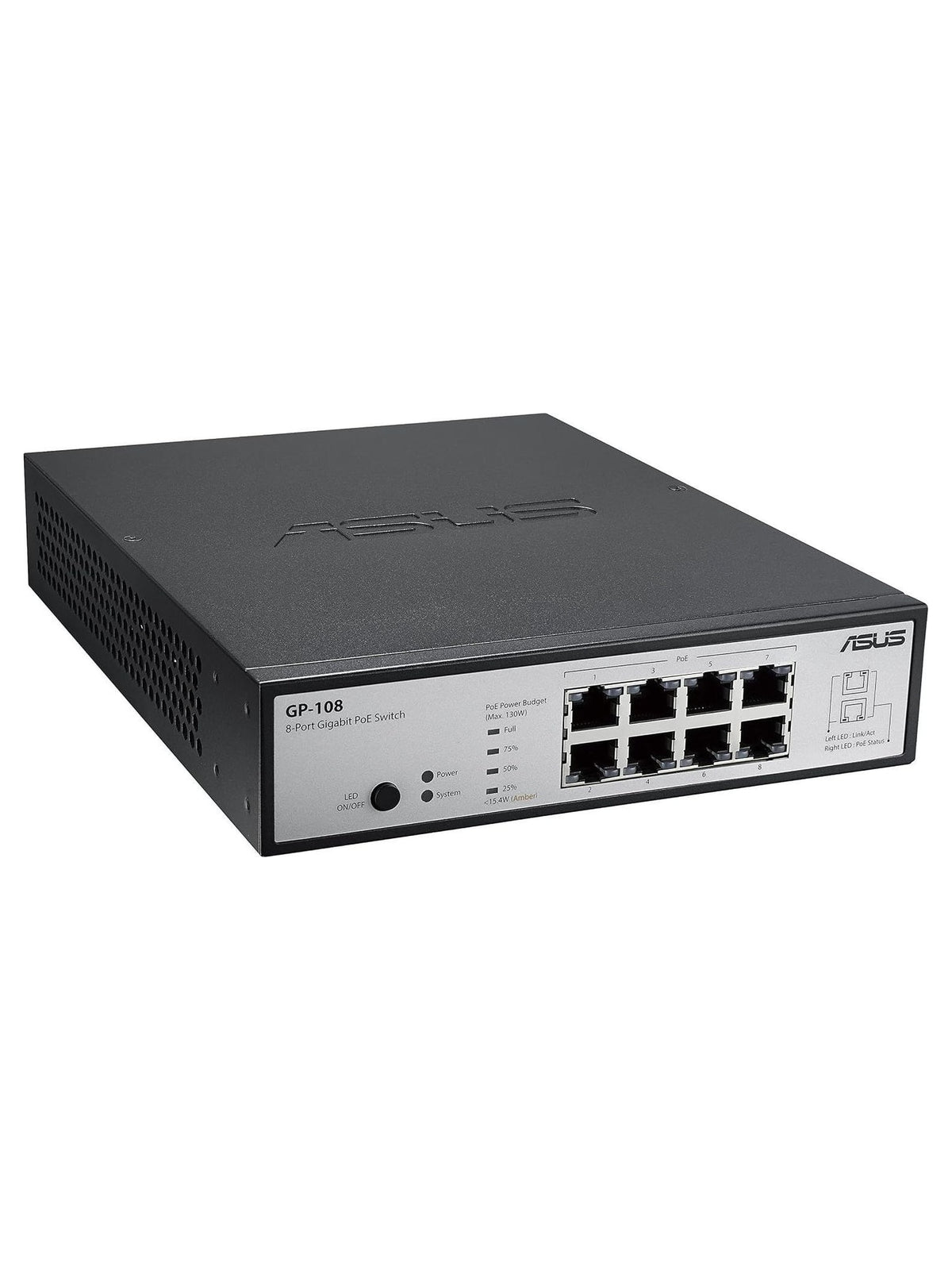 ASUS GP-108 8-Port Gigabit PoE+ Unmanaged Desktop Switch - view 3