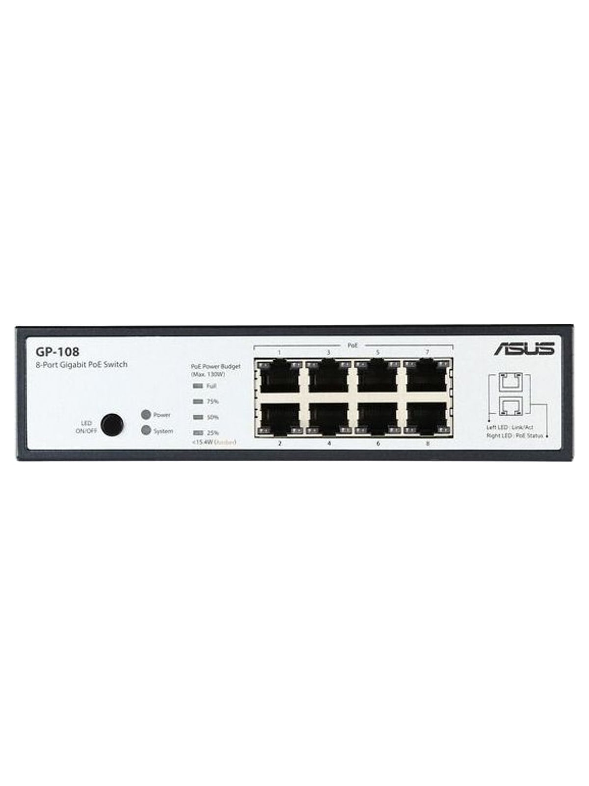 ASUS GP-108 8-Port Gigabit PoE+ Unmanaged Desktop Switch - view 4