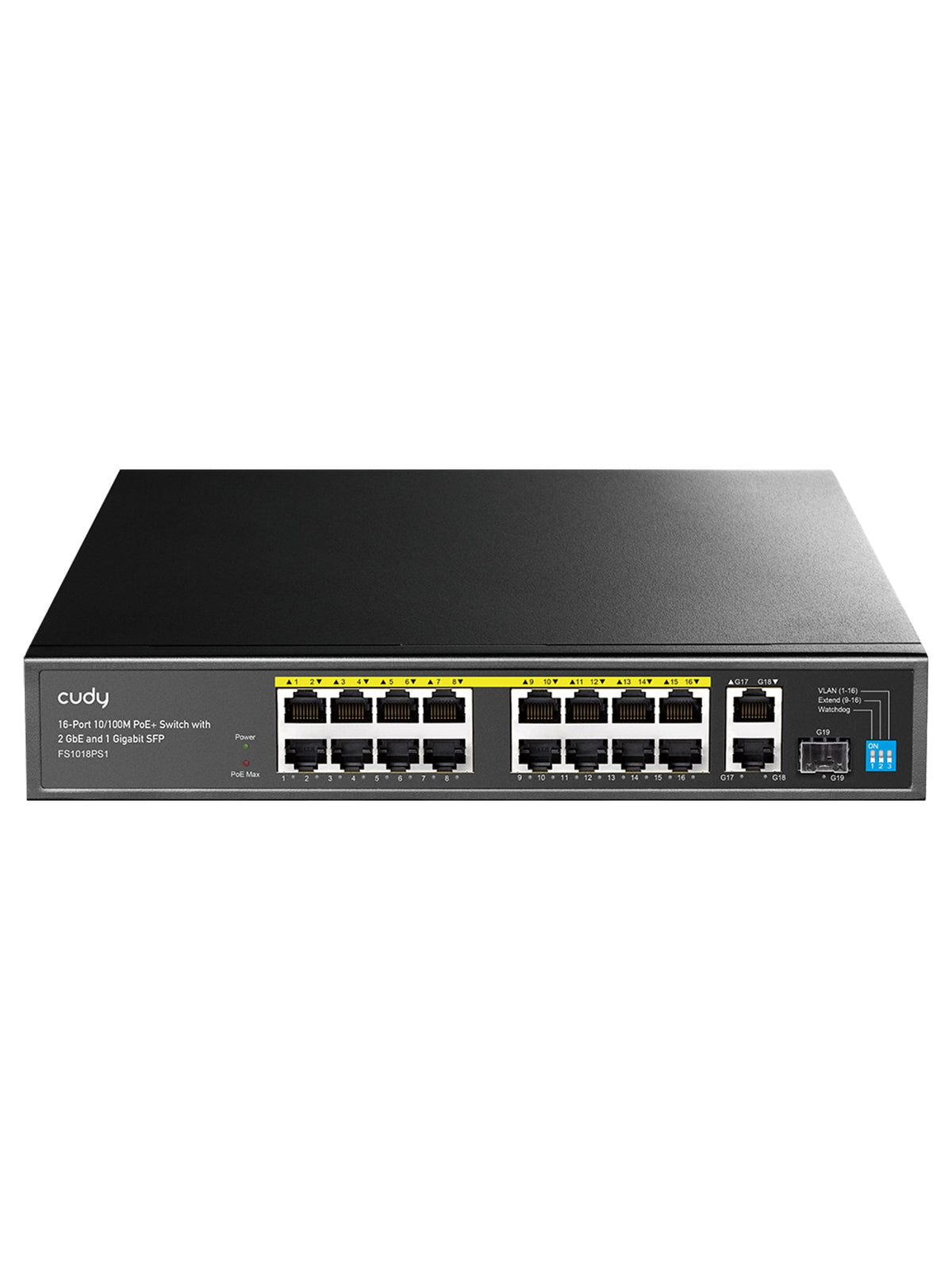 Cudy FS1018PS1 16-Port 10/100M PoE+ Switch with 2 Uplink GbE and 1 Uplink SFP Slot
