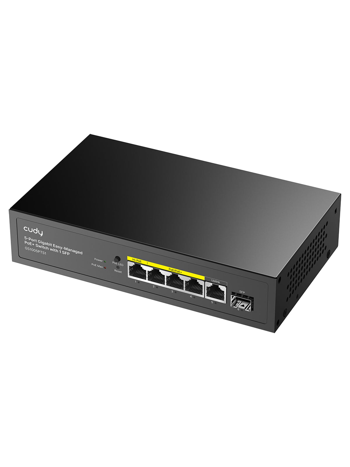 Cudy GS1005PTS1 5-Port Gigabit Easy-Managed PoE+ Switch with 1 SFP - view 2