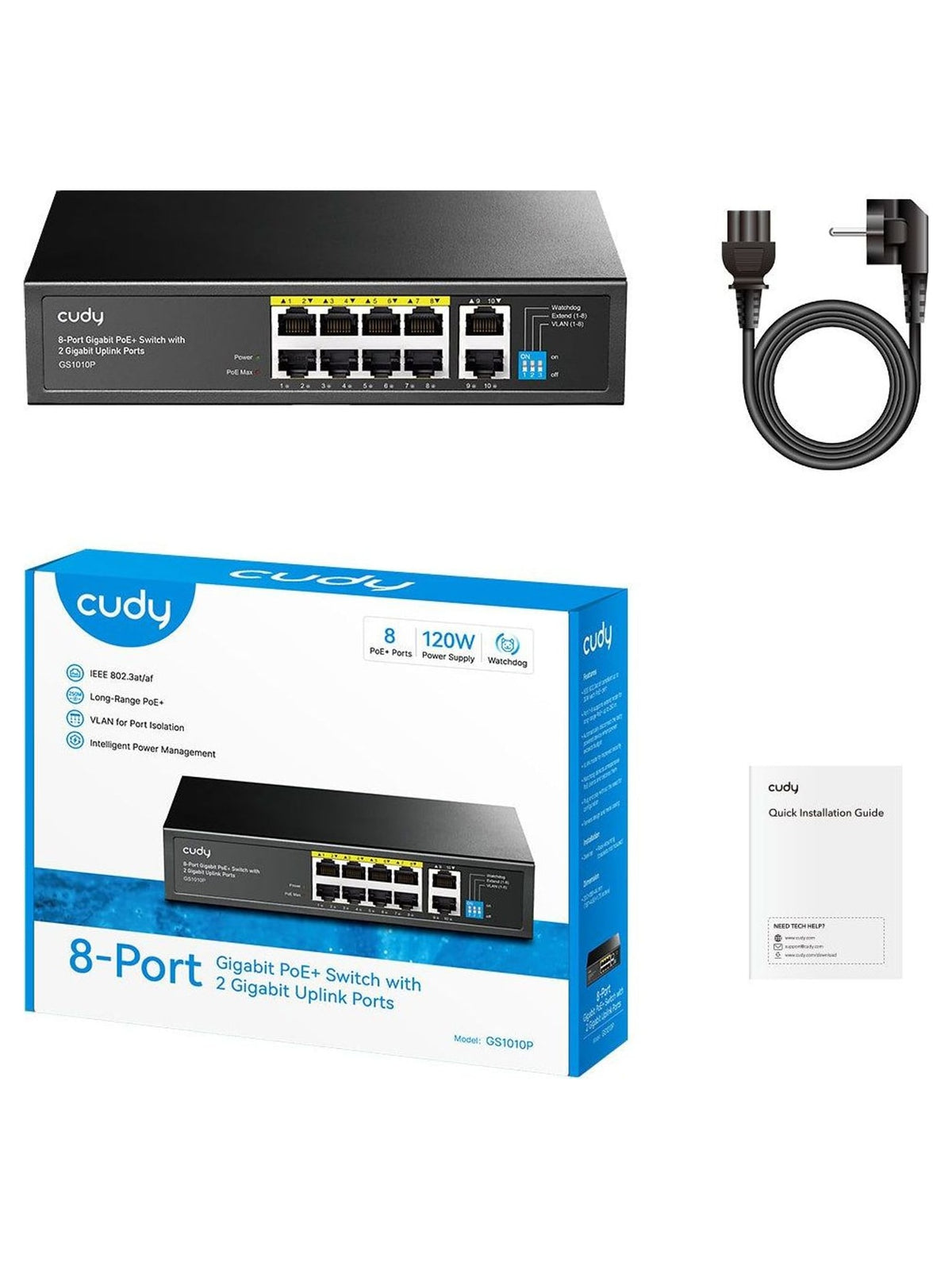 Cudy GS1010P 8-Port Gigabit PoE+ Switch with 2 Gigabit Uplink Ports - view 2
