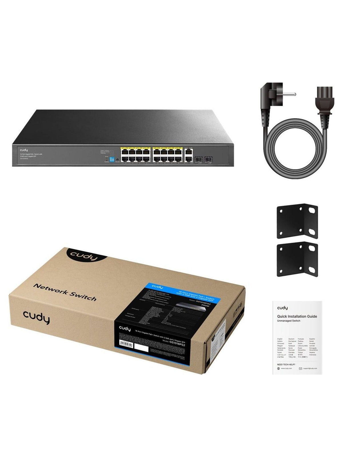 Cudy GS1018PS2 16-Port Gigabit PoE+ Switch with 2 GbE and 2 Gigabit SFP - view 2