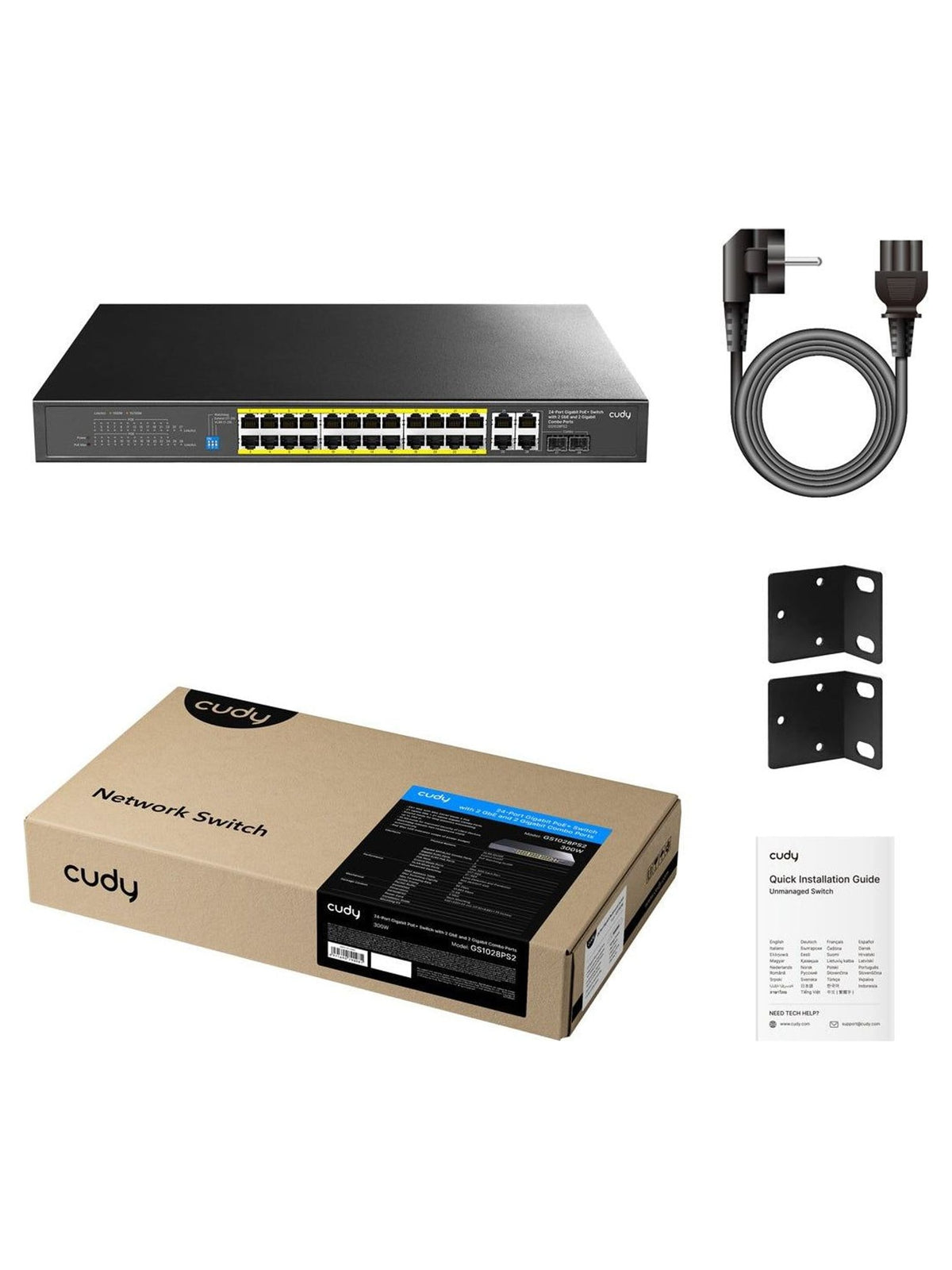 Cudy GS1028PS2 24-Port Gigabit PoE+ Switch with 2 GbE and 2 Combo Ports 300W - view 2