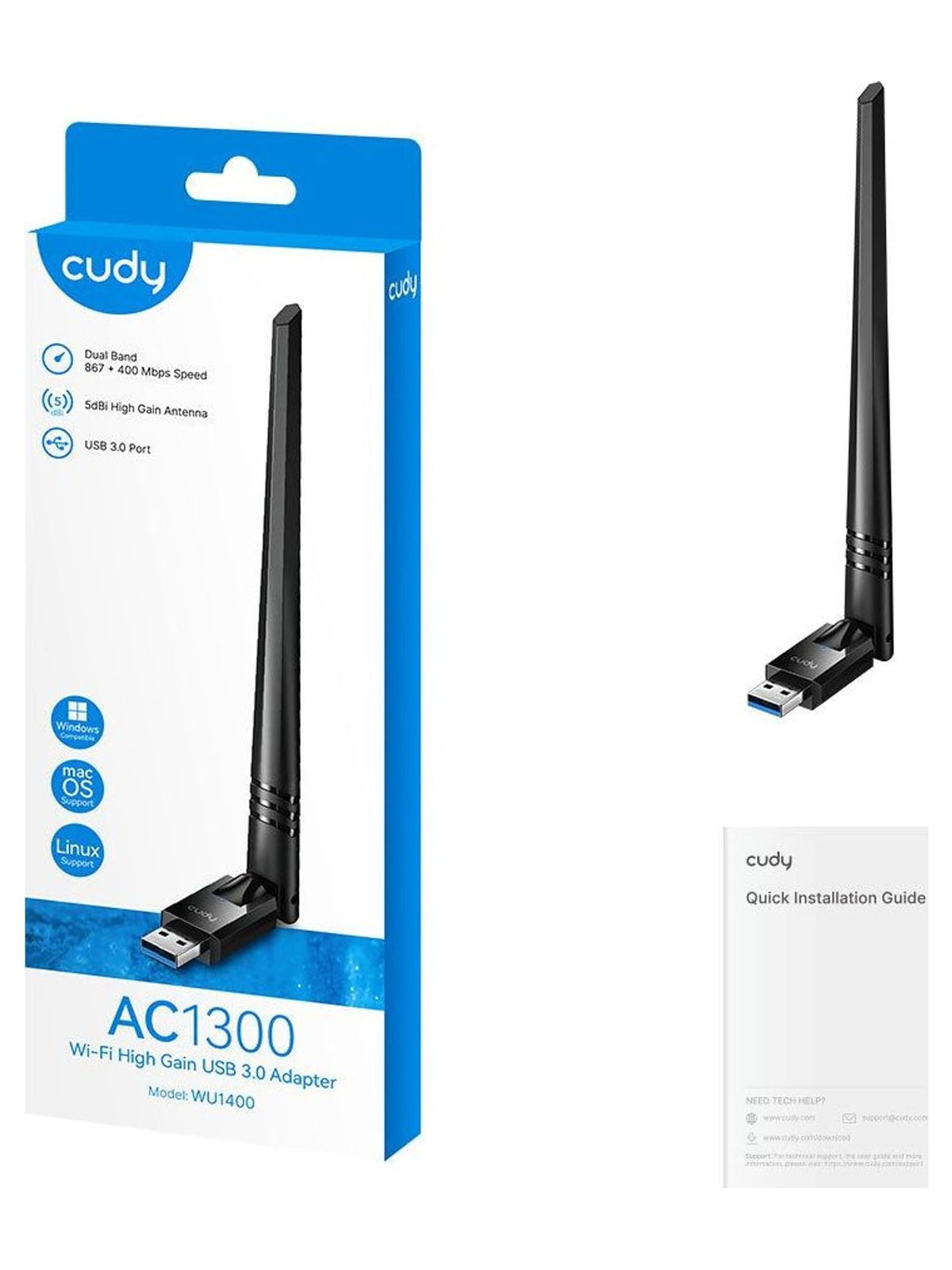 Cudy WU1400 AC1300 Wi-Fi High-Gain USB 3.0 Adapter - view 3