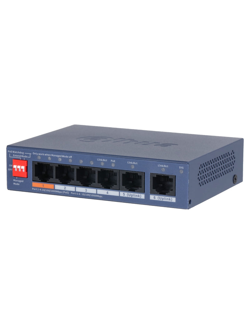 Dahua CS4006-4GT-60-V2 6-Port Cloud Managed Desktop Gigabit Switch with 4-Port PoE (60W)