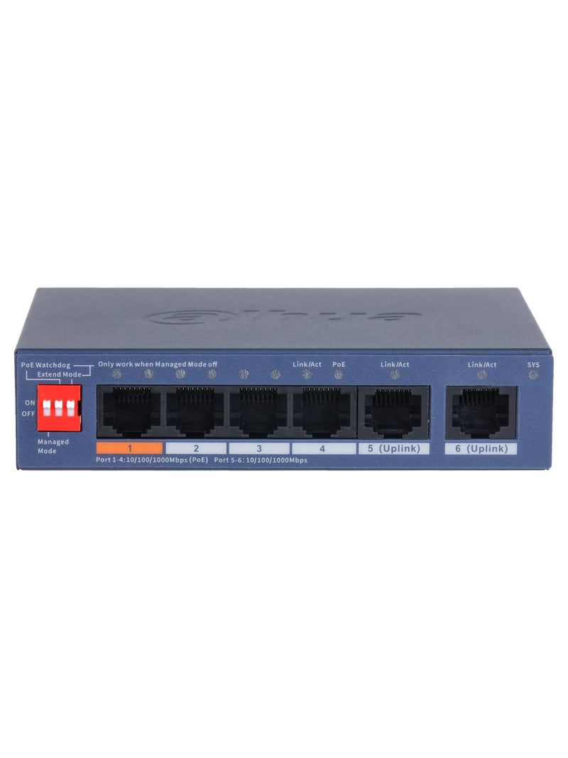 Dahua CS4006-4GT-60-V2 6-Port Cloud Managed Desktop Gigabit Switch with 4-Port PoE (60W) - view 2