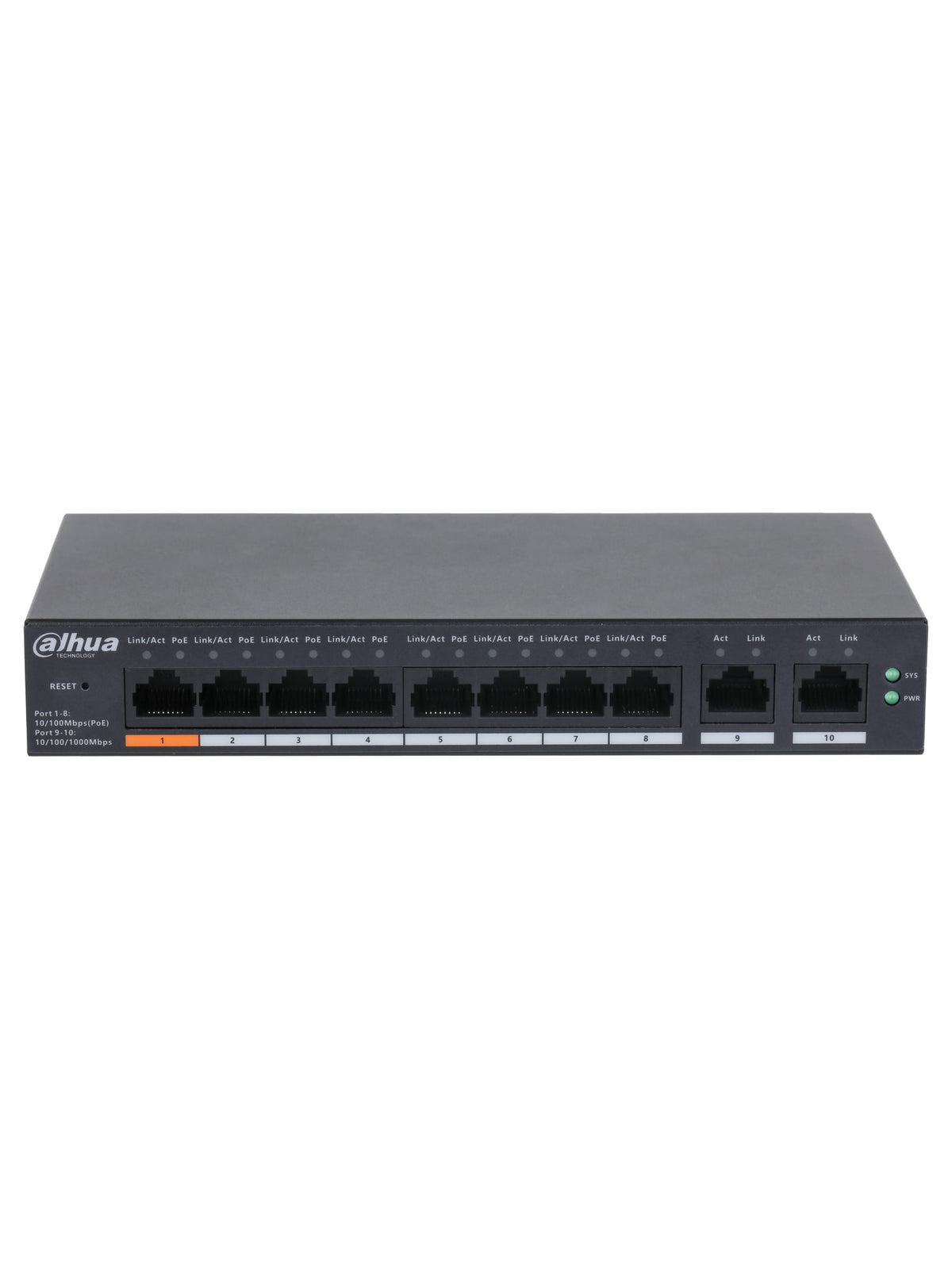 Dahua CS4010-8ET-60 10-Port Cloud Managed Desktop Switch with 8-Port PoE (60W) - view 2