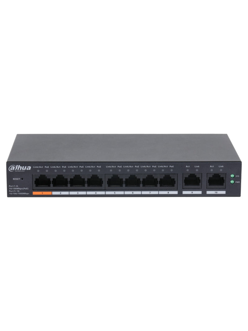 Dahua CS4010-8ET-60 10-Port Cloud Managed Desktop Switch with 8-Port PoE (60W) - view 2