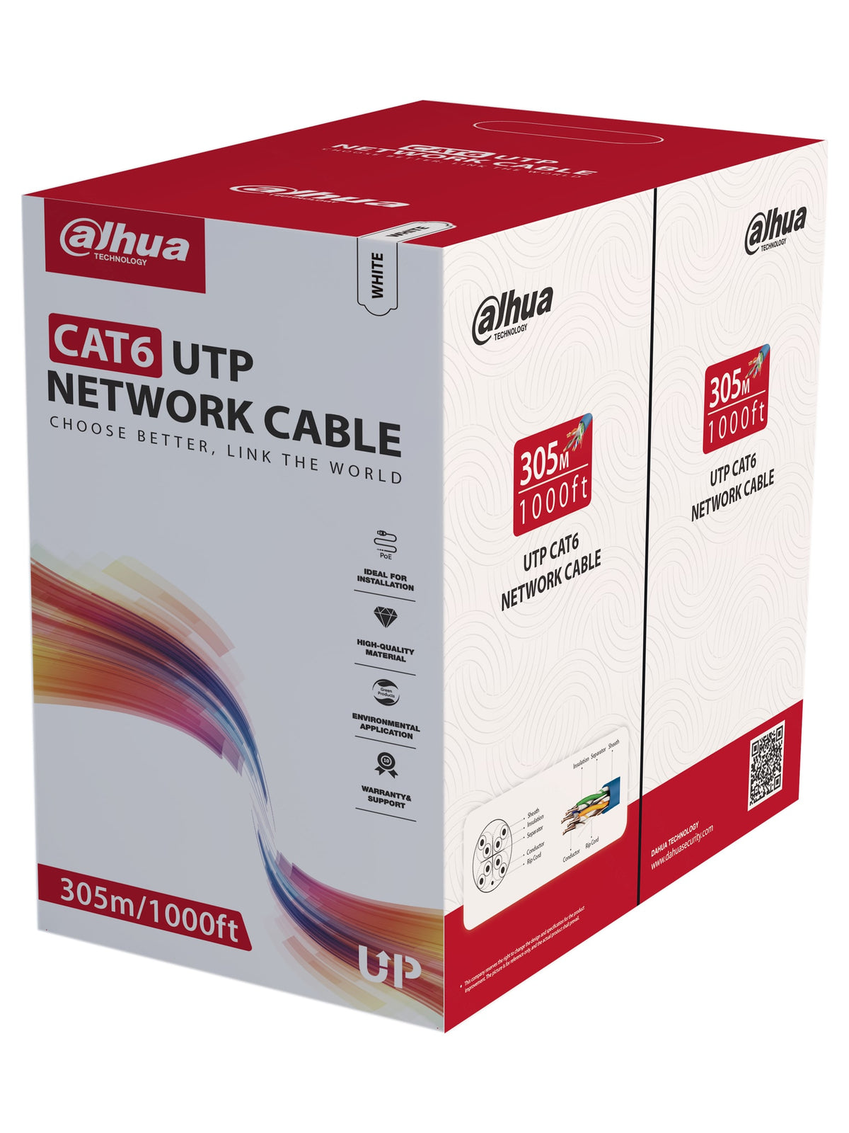 Dahua PFM920I Cat6 U/UTP Network Cable, Pure Copper 24AWG, CPR Eca - view 2