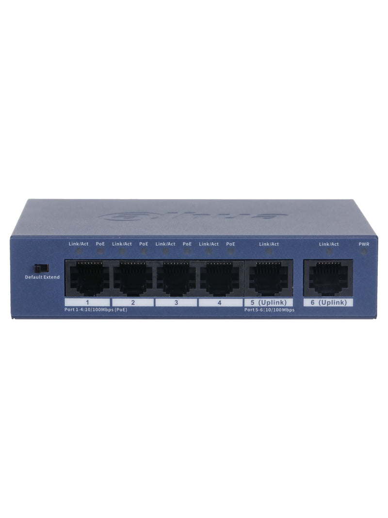 Dahua S3006-4ET-36 6-Port Unmanaged Desktop Switch with 4-Port PoE (36W) - view 2