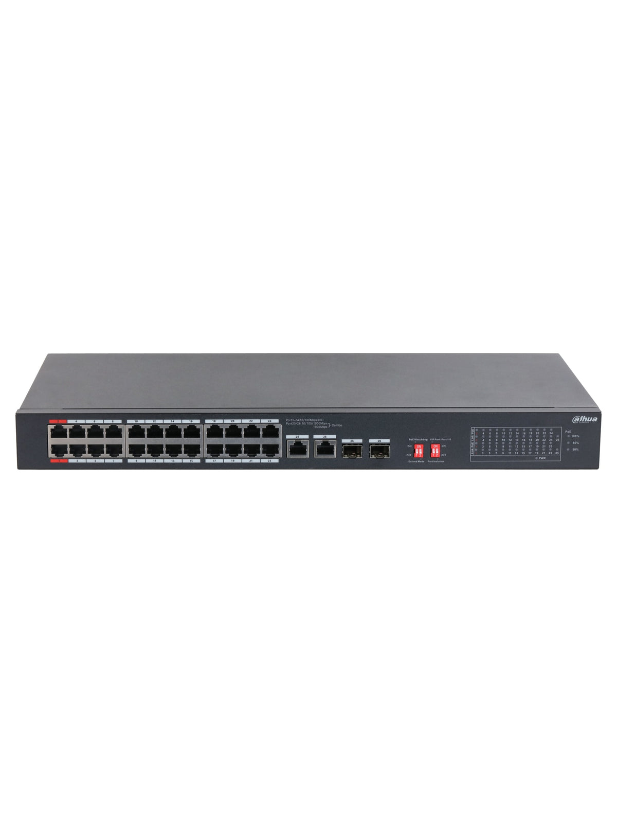 Dahua S3226-24ET-240 26-Port Unmanaged Switch with 24-Port PoE (240W) - view 2