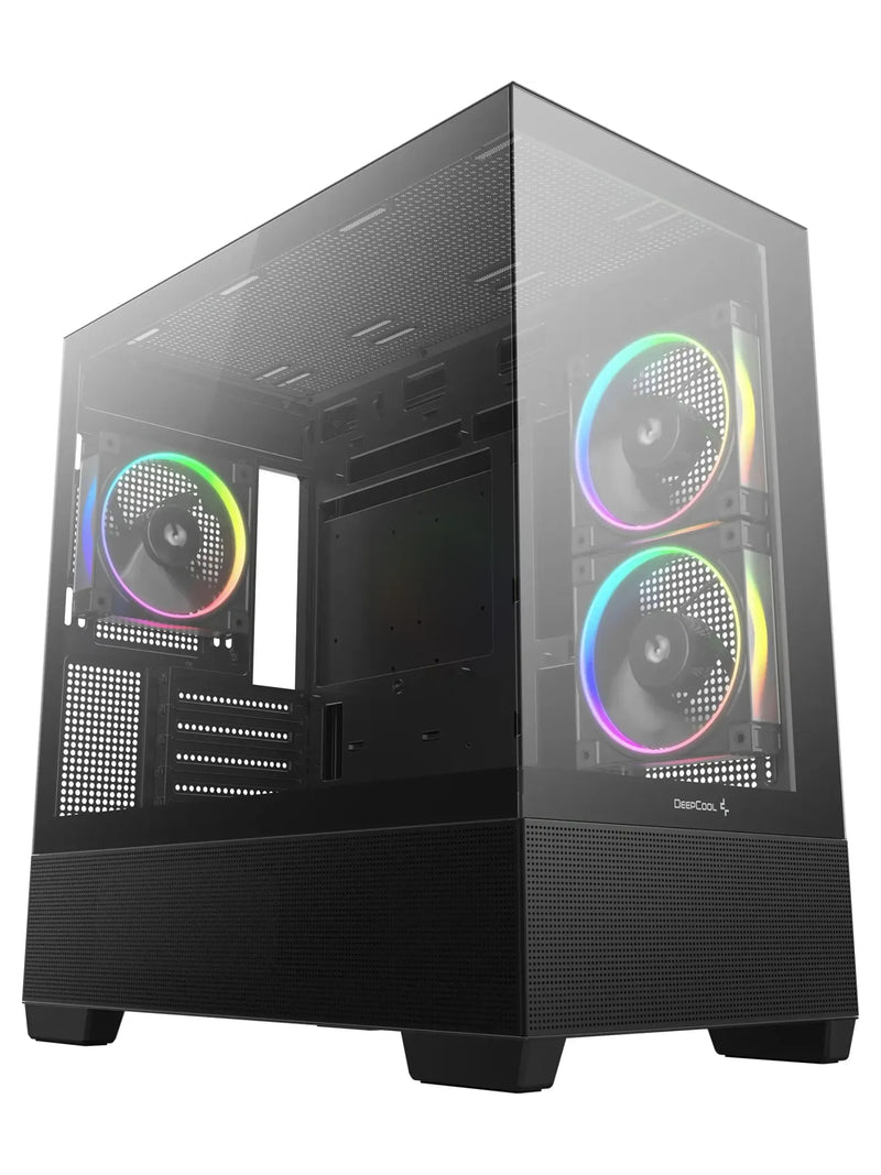 DeepCool CG380 3F Panoramic Micro-ATX Case with 3 ARGB Fans - Black