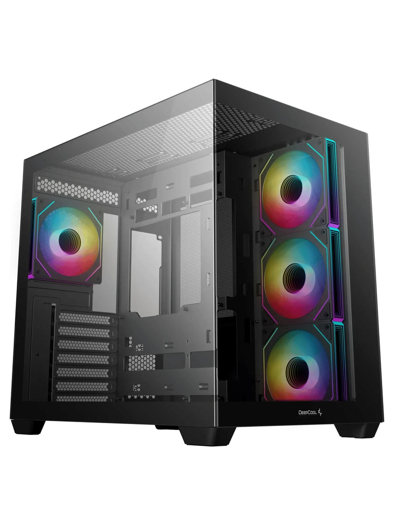 DeepCool CG530 4F Panoramic Dual-Chamber ATX Case with 4 ARGB PWM Fans - Black