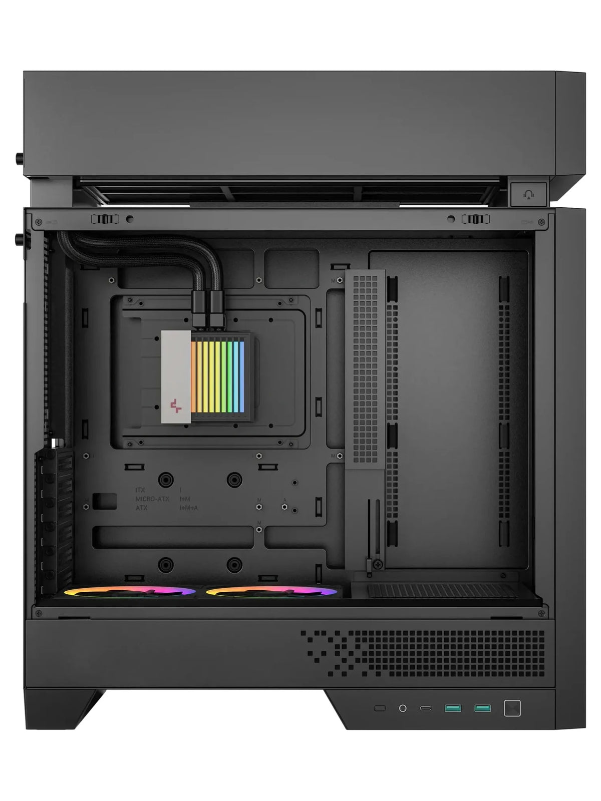 DeepCool CL6600 ATX Case with Real Wood Accents and Pre-Installed 360mm Liquid Cooler - Wood / Black - view 3