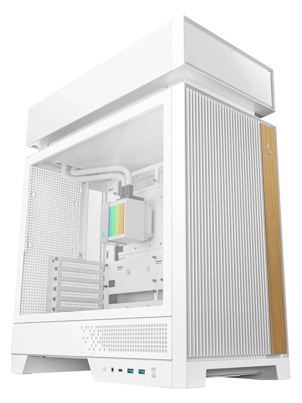 DeepCool CL6600 ATX Case with Real Wood Accents and Pre-Installed 360mm Liquid Cooler - Wood / White - view 6