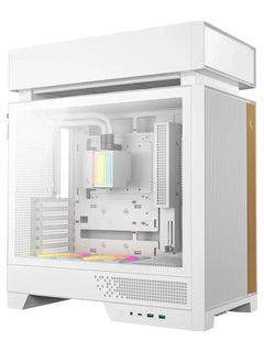 DeepCool CL6600 ATX Case with Real Wood Accents and Pre-Installed 360mm Liquid Cooler - Wood / White - view 7