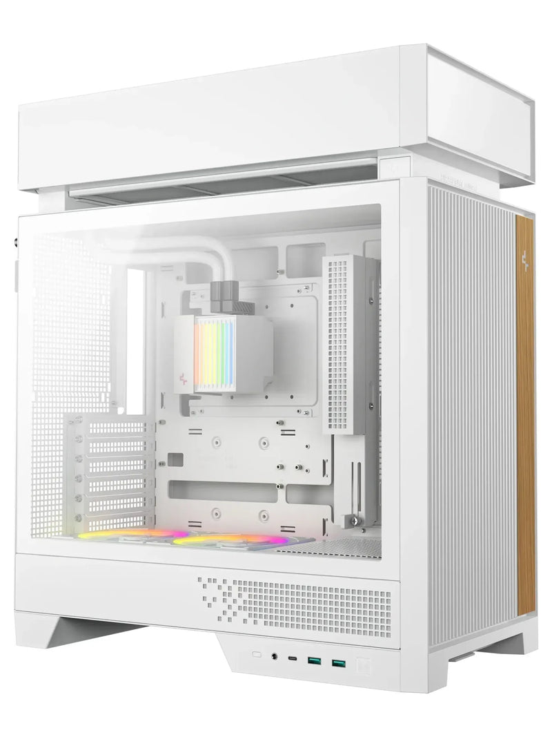 DeepCool CL6600 ATX Case with Real Wood Accents and Pre-Installed 360mm Liquid Cooler - Wood / White - view 7