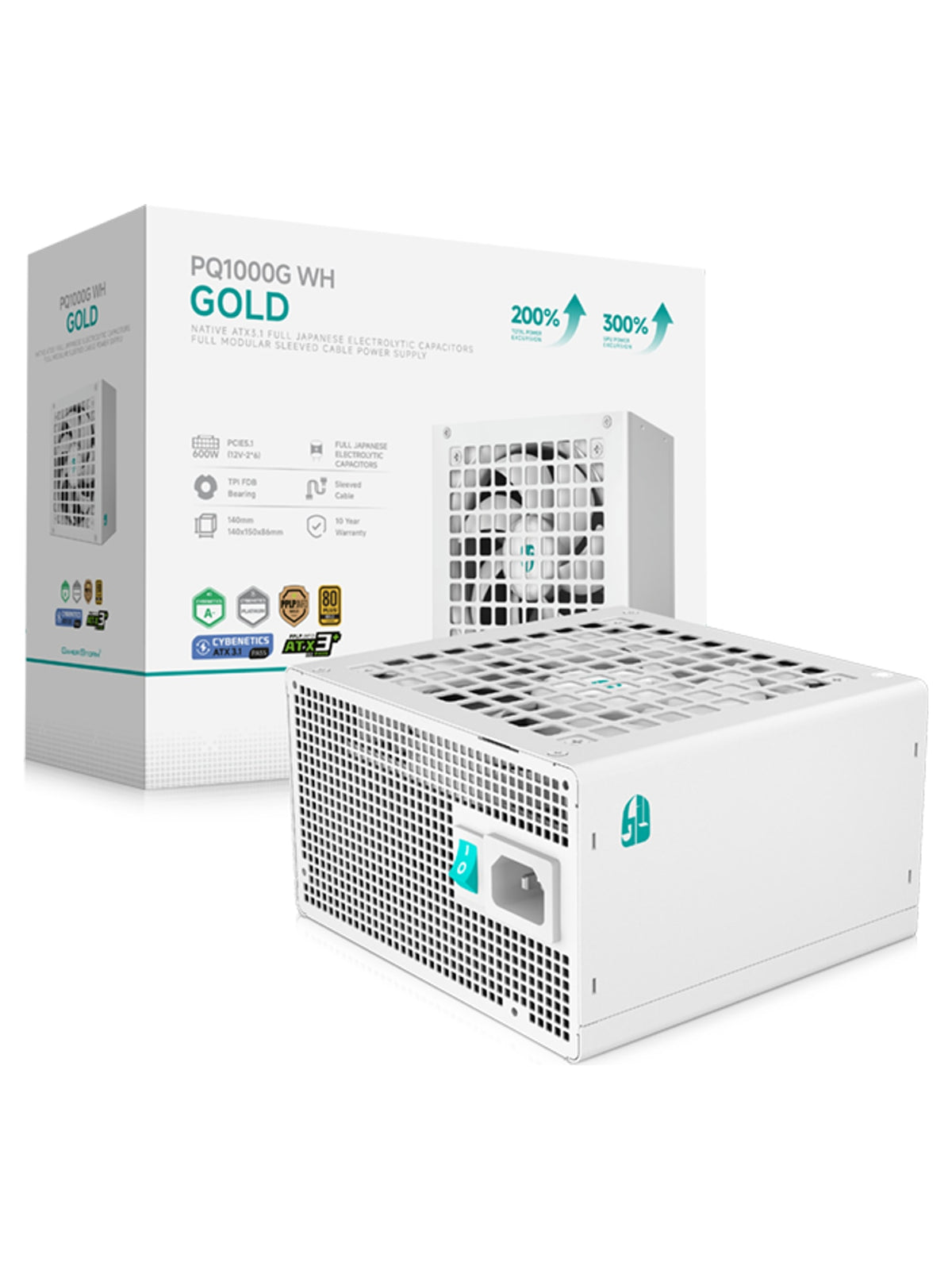 DeepCool GamerStorm PQ1000G WH 1000W 80 Plus Gold ATX 3.1 Fully Modular Power Supply