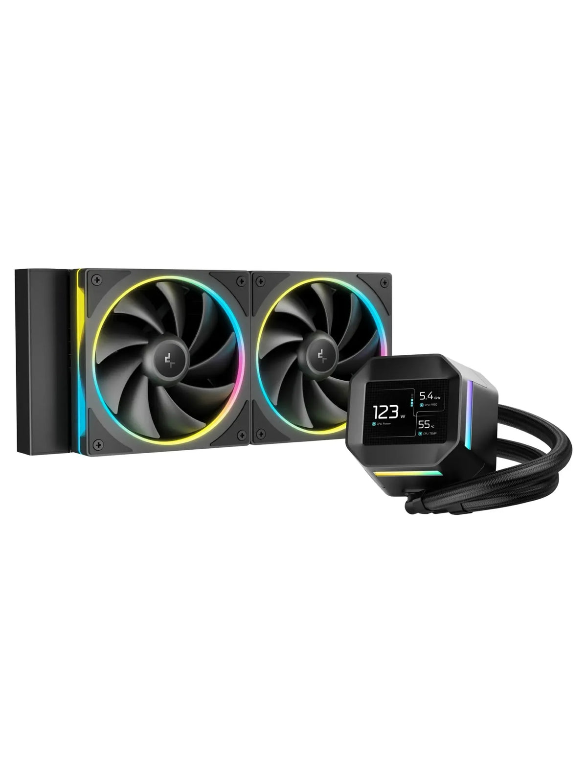 DeepCool LM240 240mm ARGB Liquid CPU Cooler with 2.4" LCD - Black