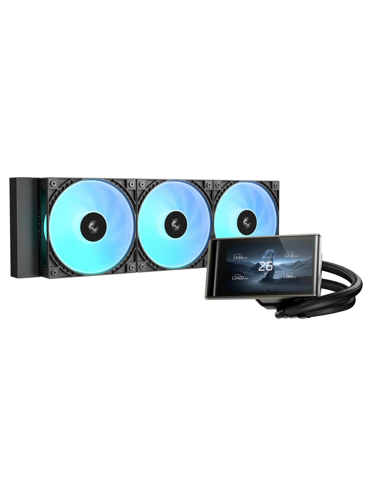 DeepCool LT360 VISION ARGB 360mm Liquid CPU Cooler with 4.5" Adjustable LCD - Black