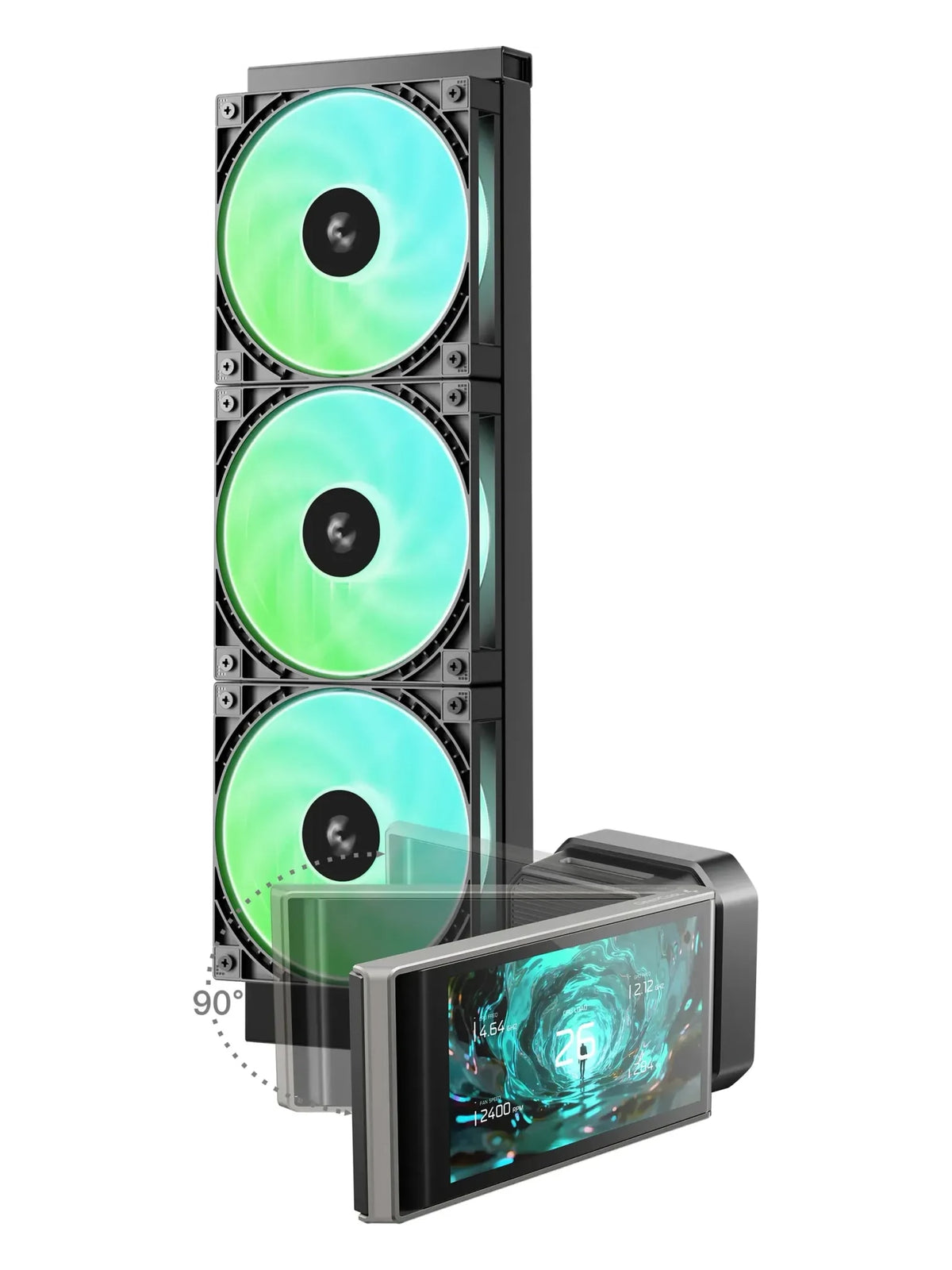 DeepCool LT360 VISION ARGB 360mm Liquid CPU Cooler with 4.5" Adjustable LCD - Black - view 2