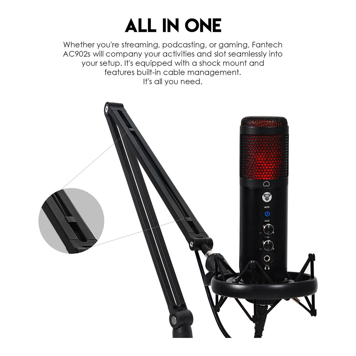 Fantech AC902S ADJUSTABLE MICROPHONE STAND - view 4