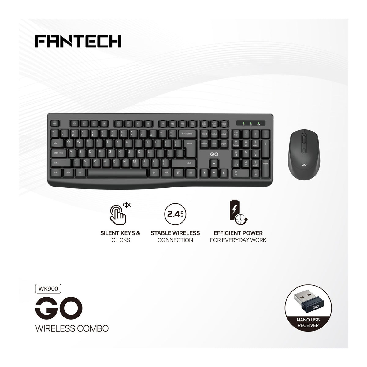 Fantech WK900 Wireless 2.4 GHz Silent Keyboard & Mouse Combo English/Arabic