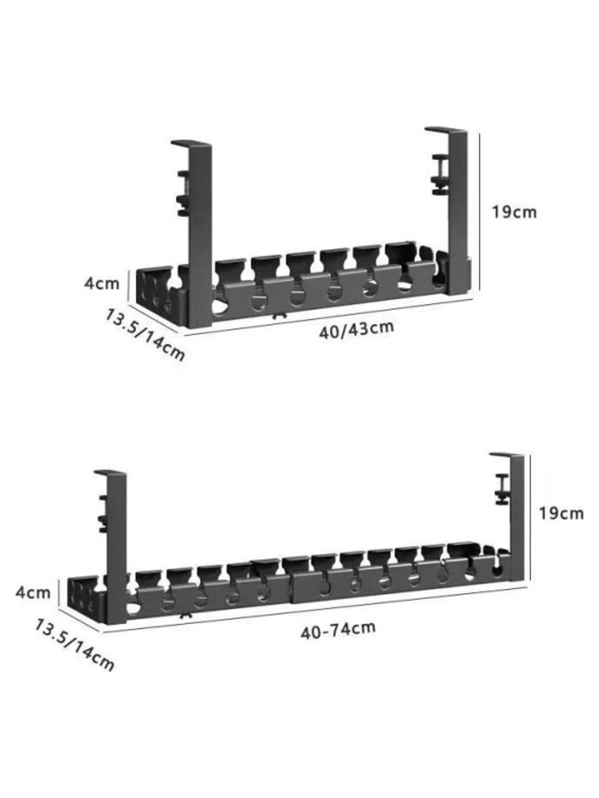 Retractable under-desk cable organizer / cable management tray