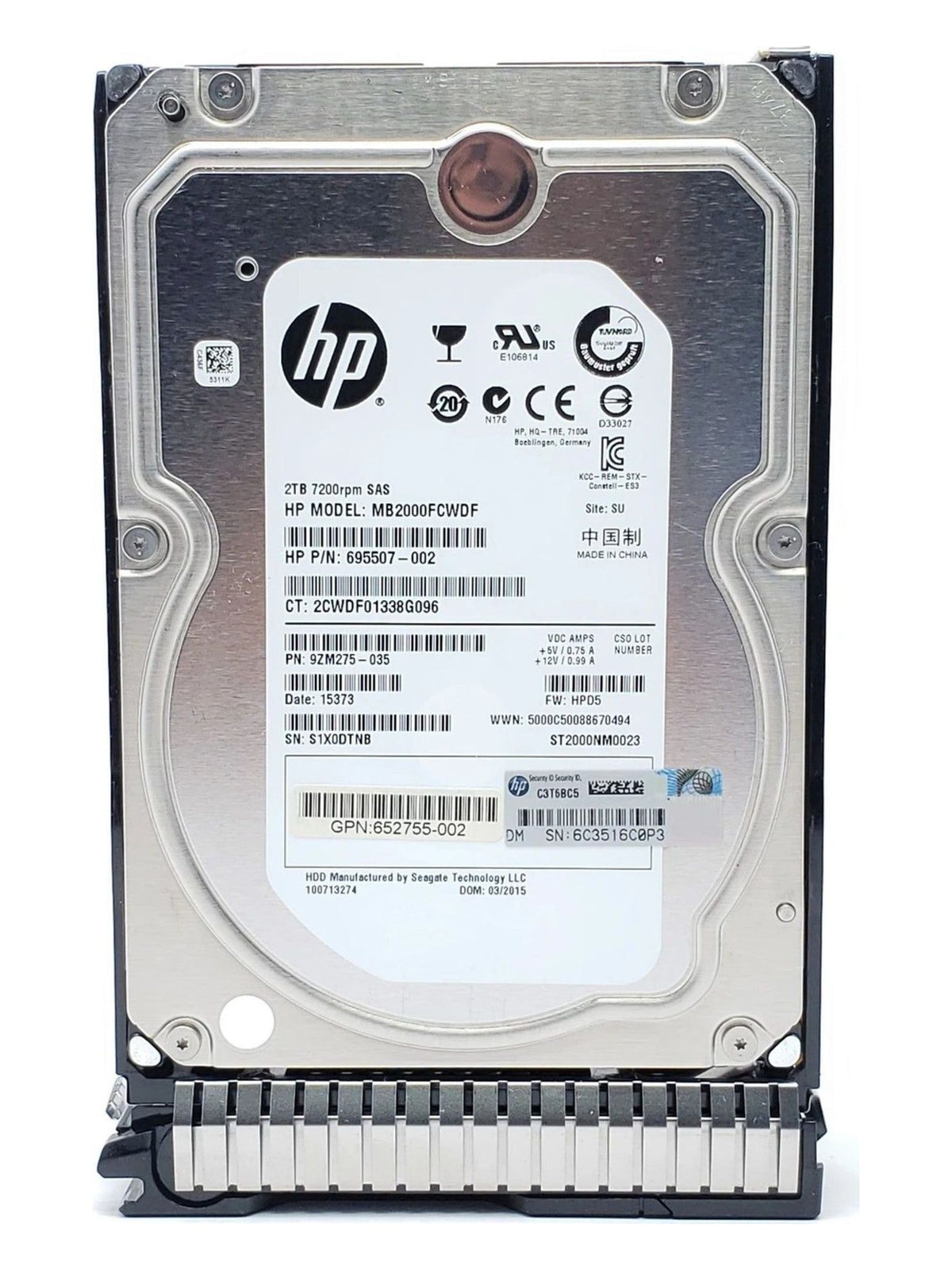 HP 2TB 7.2K 3.5" SAS Hard Drive for G8/G9 Servers