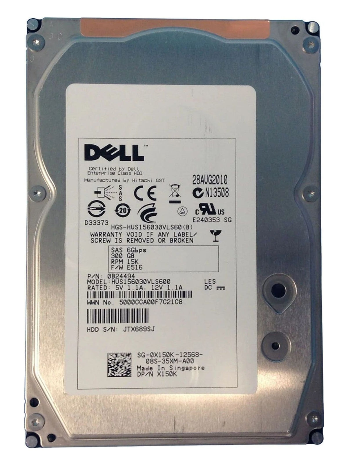 Dell X150K HUS156030VLS600 300GB 15K 3.5" SAS Hot-Swap Hard Drive (Server)