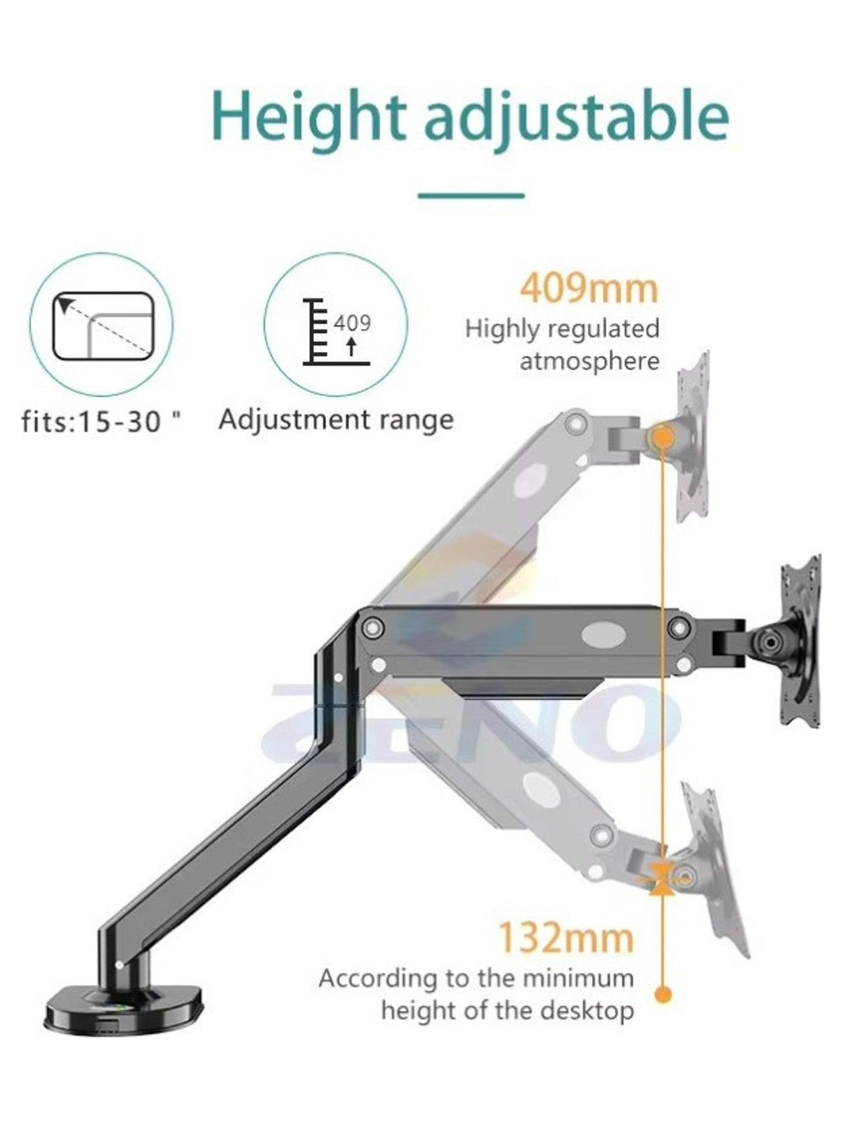 KALOC Adjustable Single Arm for Laptops up to 17.3 Inches
