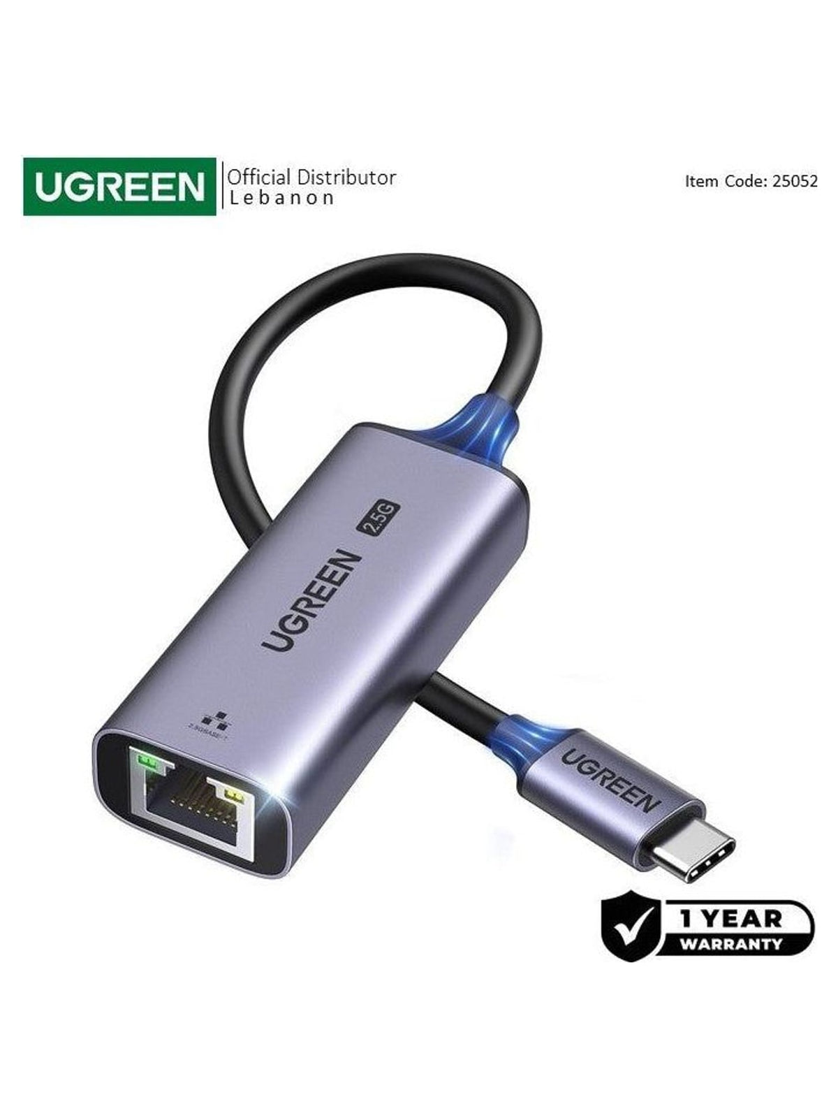 UGREEN USB-C 3.1 GEN1 To 2.5G Ethernet Adapter -RJ45, 10/100/1000 Mbps & 2.5G - view 2
