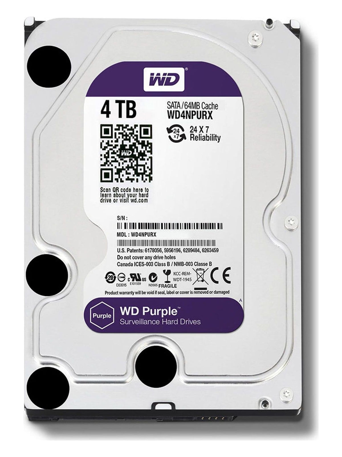 WD Purple 4TB 3.5" SATA Surveillance Hard Drive - view 2