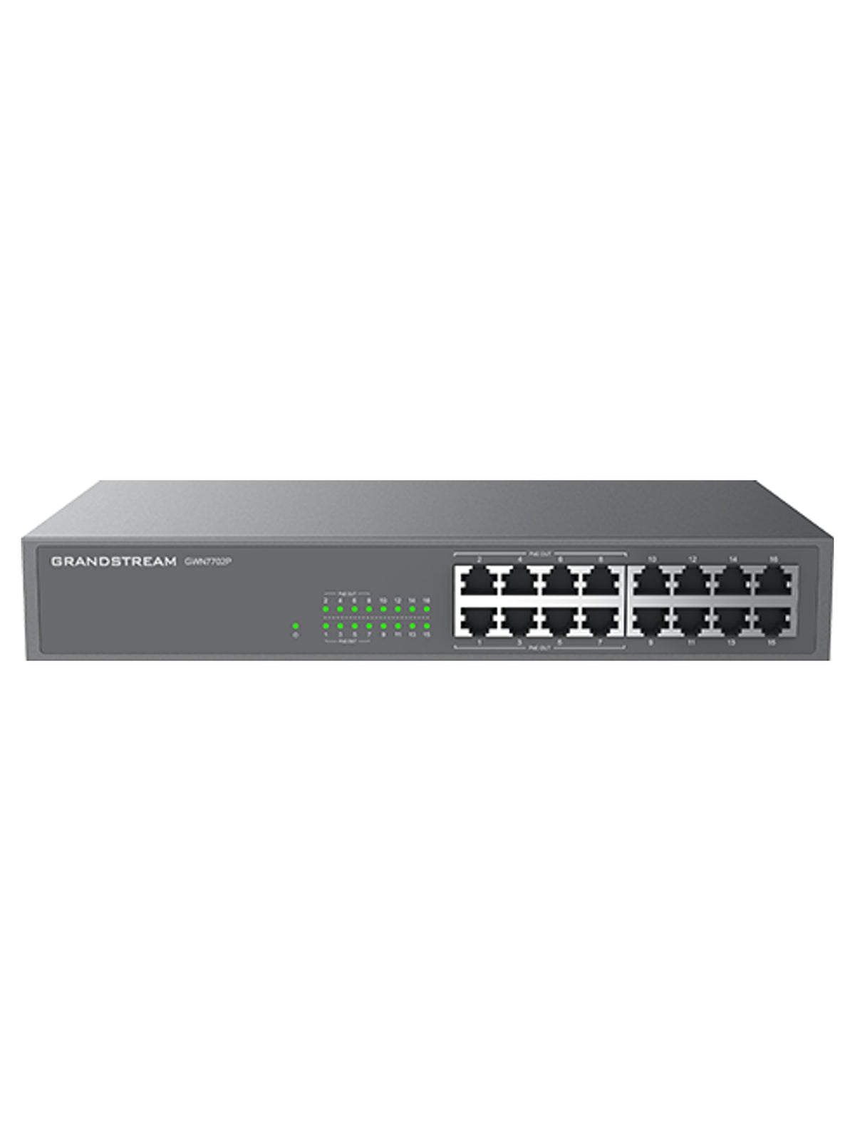 Grandstream GWN7702P 16-Port Gigabit Unmanaged PoE+ Switch, 8 PoE Ports, 138W
